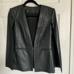 BCBGMaxAzria Black Faux Leather caped vest